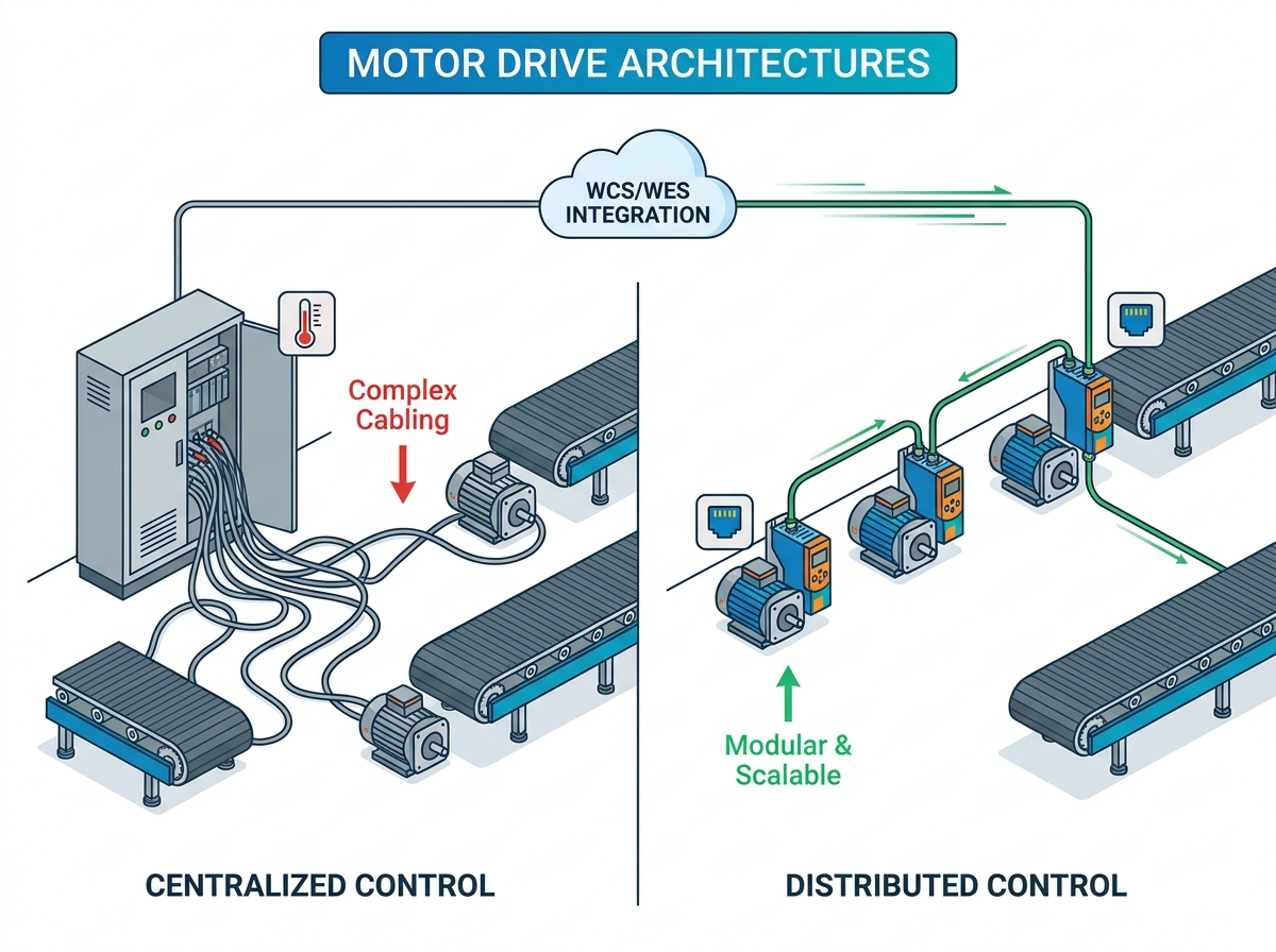 Comunicazione industriale negli azionamenti di motori per sistemi di smistamento